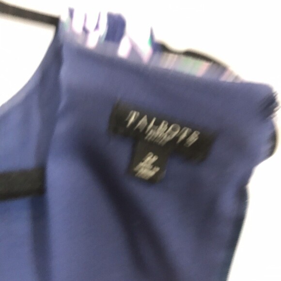 TALBOTS Textured Vibrant Stripe Mix Pattern Print Fringe Trim Shift Dress Sz 2P - Picture 8 of 12